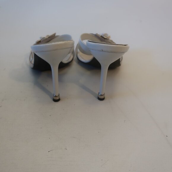 Womens Versani White Clear Open Toe Leather PVC Strappy Sandal Mule Heels 9.5 - Picture 5 of 13